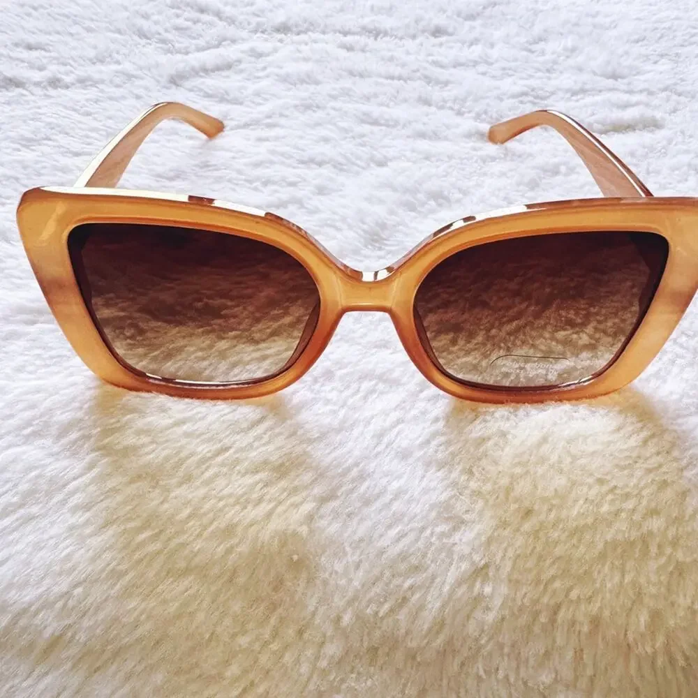 Eva Clear Gold Square-Framed Sunglasses